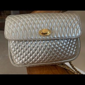 Bally Mini Vintage Quilted Chain Strap Gold Leather Crossbody